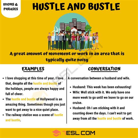 hustle and bustle 意味